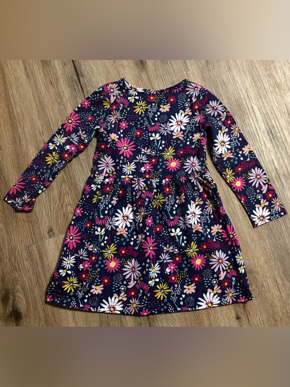 Carters - Navy Floral Long-Sleeve Twirl Dress - Size 4T - Picture 2 of 5